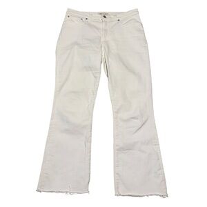 Madewell Women's Cali Demi Boot Flare White Jeans Size 29 Raw Hem